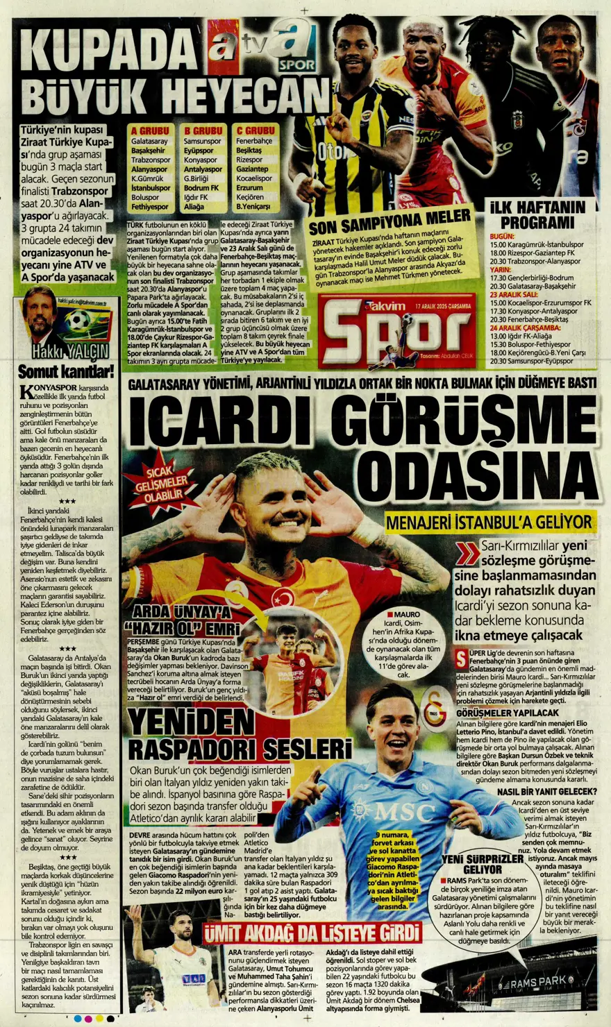 "Lemina'nın veliahtı Dennis" (17 Aralık 2025 spor manşetleri) 23