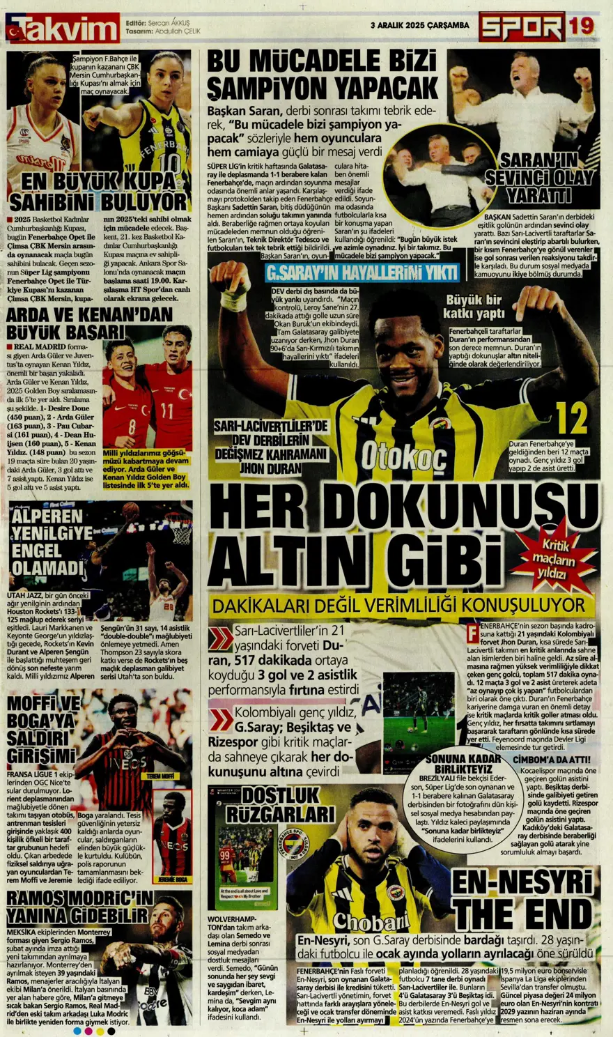 "Kalite farkı 5 dakika" (3 Aralık 2025 spor manşetleri) 23 "Kalite farkı 5 dakika" (3 Aralık 2025 spor manşetleri) 23