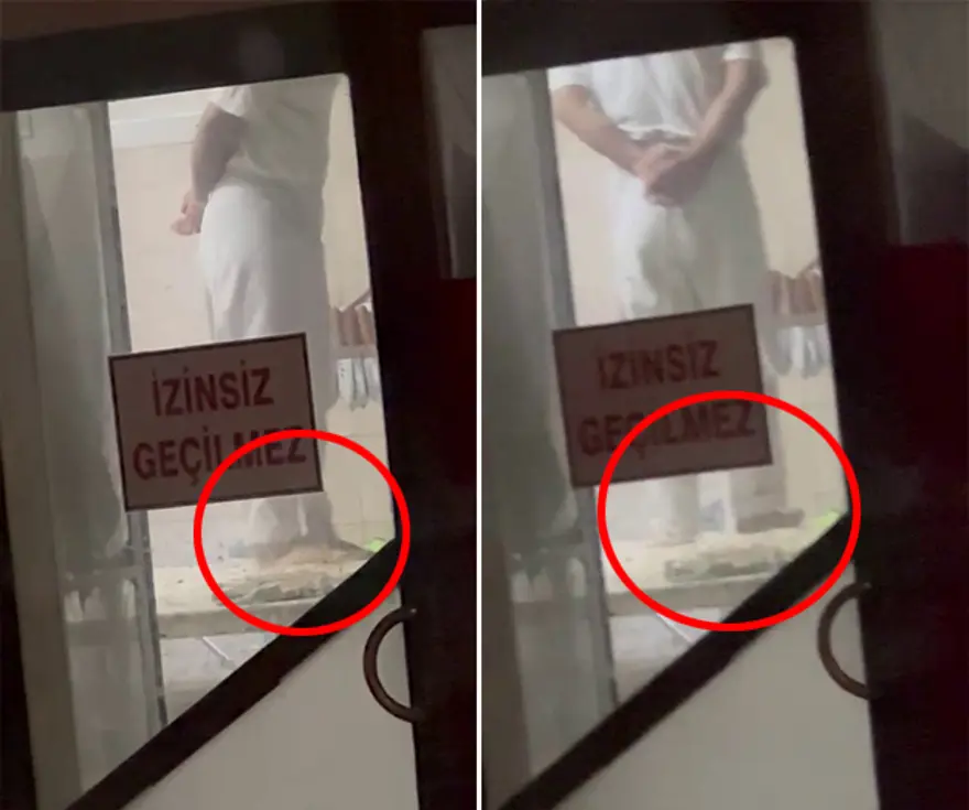 Tatlıcıda mideler bulandıran görüntü. Ayaklarıyla hamur yoğurdu 