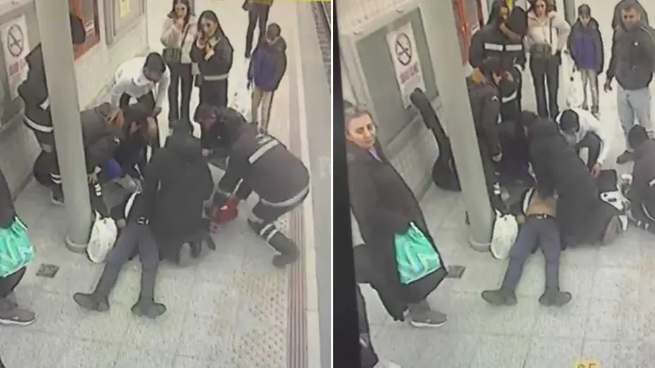 İstasyonda kalbi duran yolcuya şok cihazlı müdahale