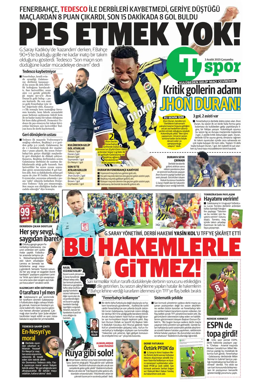 "Kalite farkı 5 dakika" (3 Aralık 2025 spor manşetleri) 25 "Kalite farkı 5 dakika" (3 Aralık 2025 spor manşetleri) 25