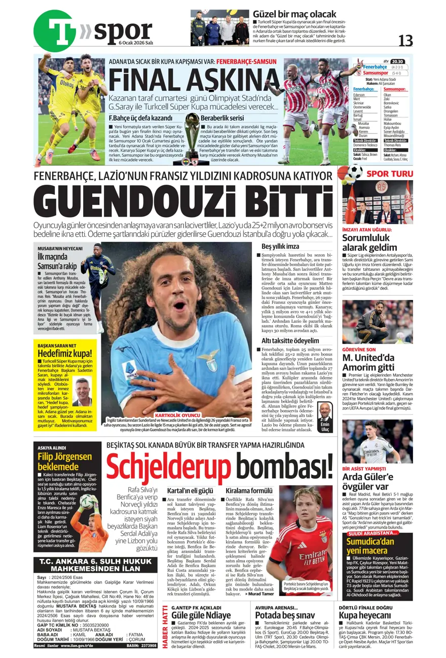 Galatasaray'dan finale pençe (6 Ocak 2026 spor manşetleri) 17