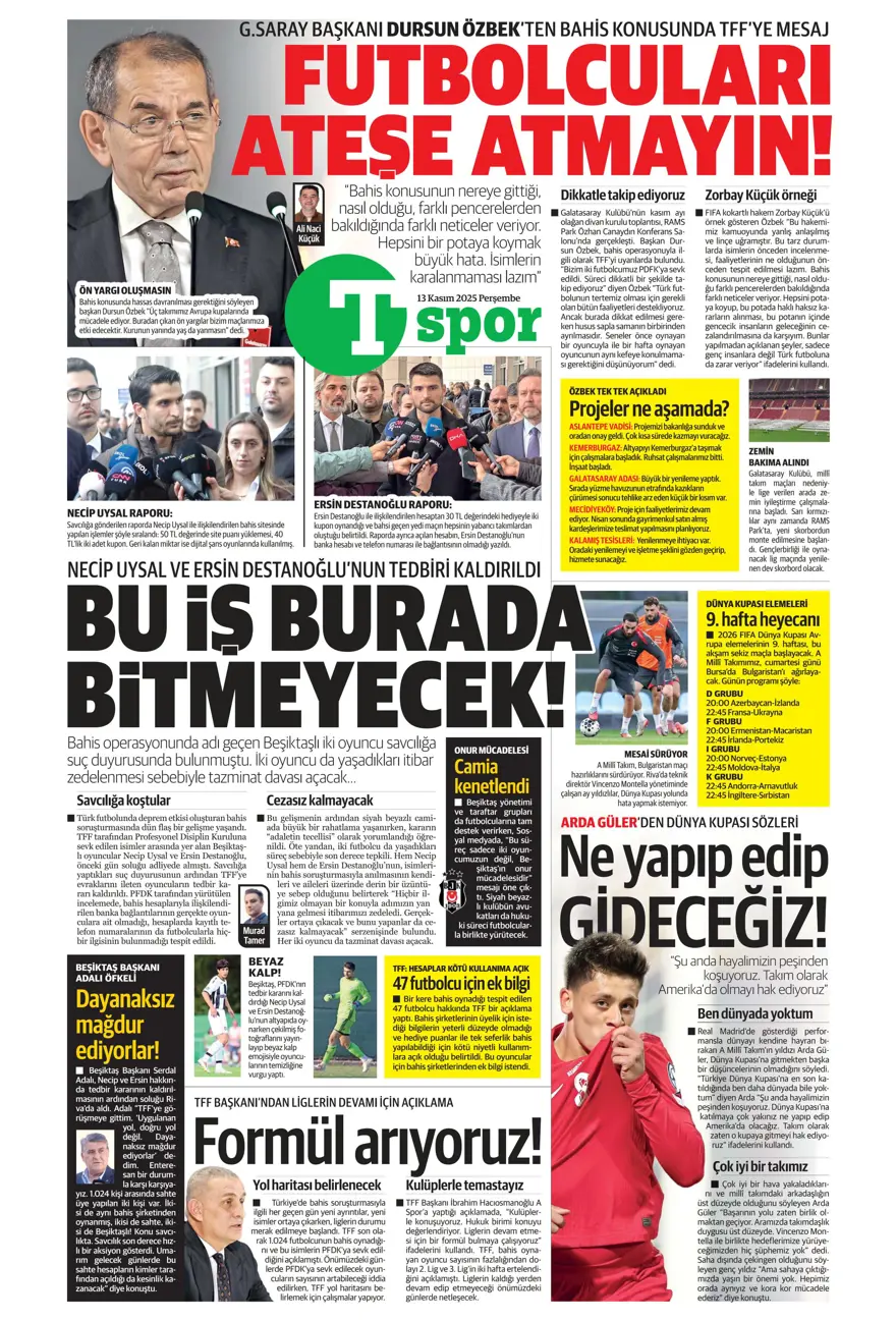 "Lewandowski bombası" (13 Kasım 2025 spor manşetleri) 20