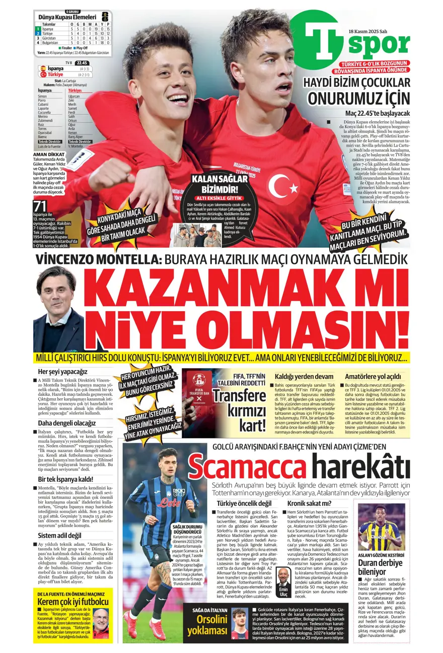 "Fenerbahçe'de Ocak operasyonu" (18 Kasım 2025 spor manşetleri) 36