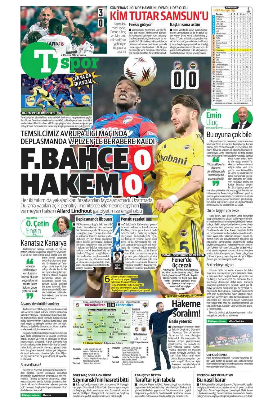 "Hakem 2 puanı çaldı" (7 Kasım 2025 spor manşetleri) 17 "Hakem 2 puanı çaldı" (7 Kasım 2025 spor manşetleri) 17