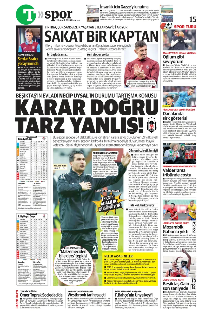 "Messi'yi solladı" (29Aralık 2025 spor manşetleri)
 11