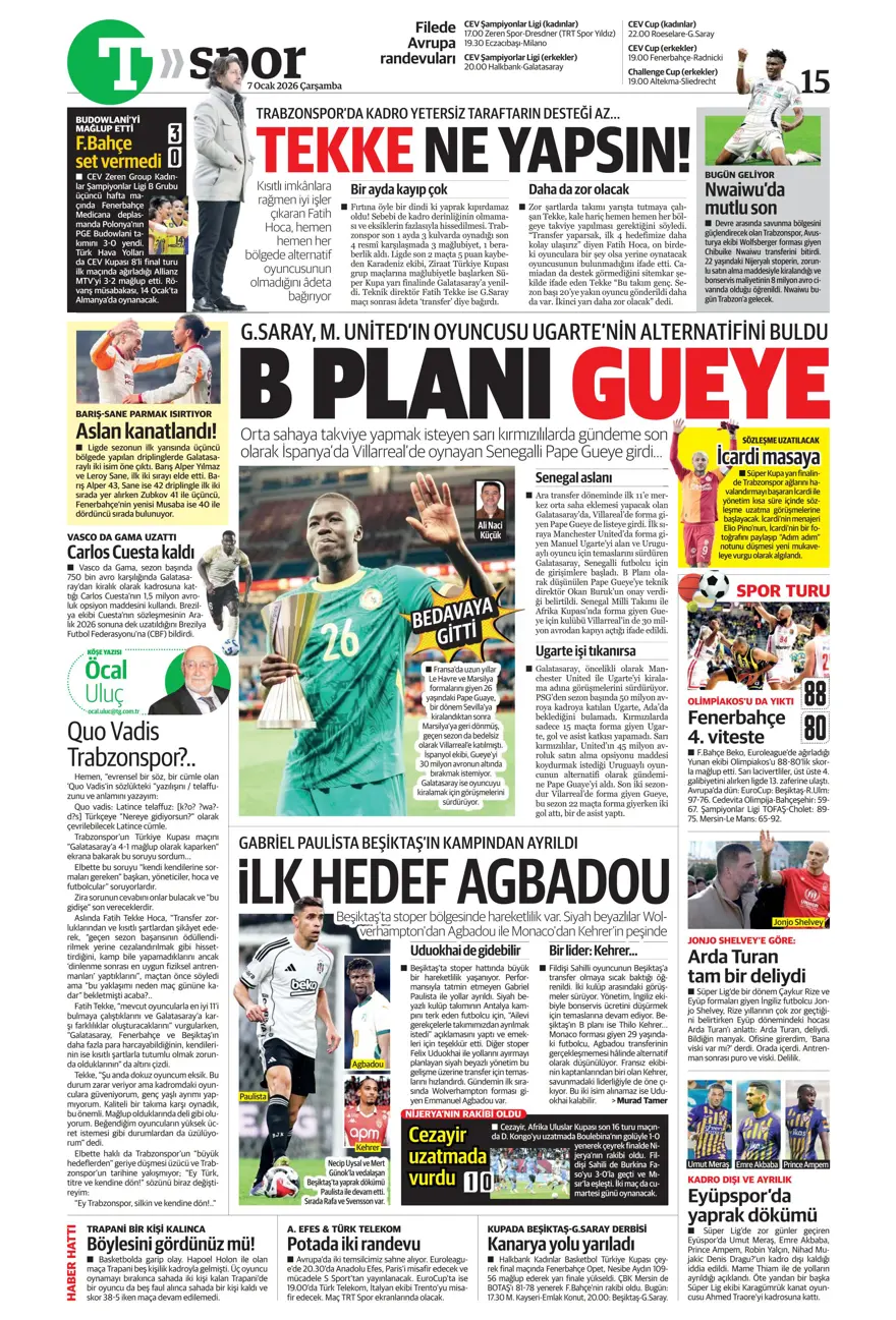 Fenerbahçe'den süper gala (7 Ocak 2026 spor manşetleri) 14 Fenerbahçe'den süper gala (7 Ocak 2026 spor manşetleri) 14