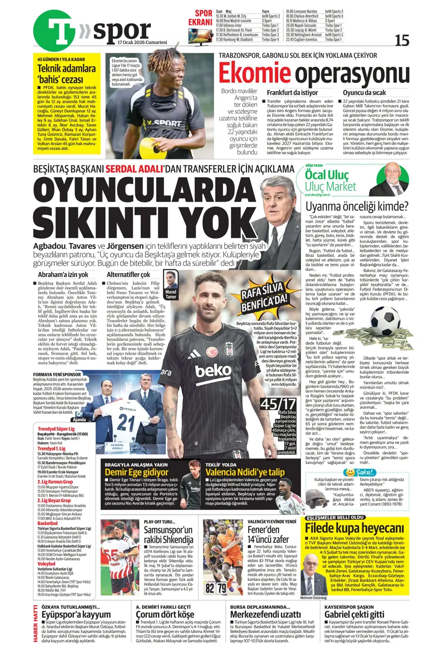 "Akıl oyunları" (17 Ocak 2026 spor manşetleri) 11