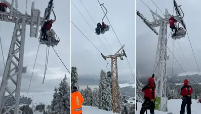 Uludağ'da telesiyej arızası. Onlarca tatilci havada mahsur kaldı