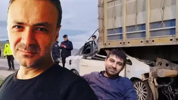 Cenaze yolunda feci kaza. TIR'a ok gibi saplandı