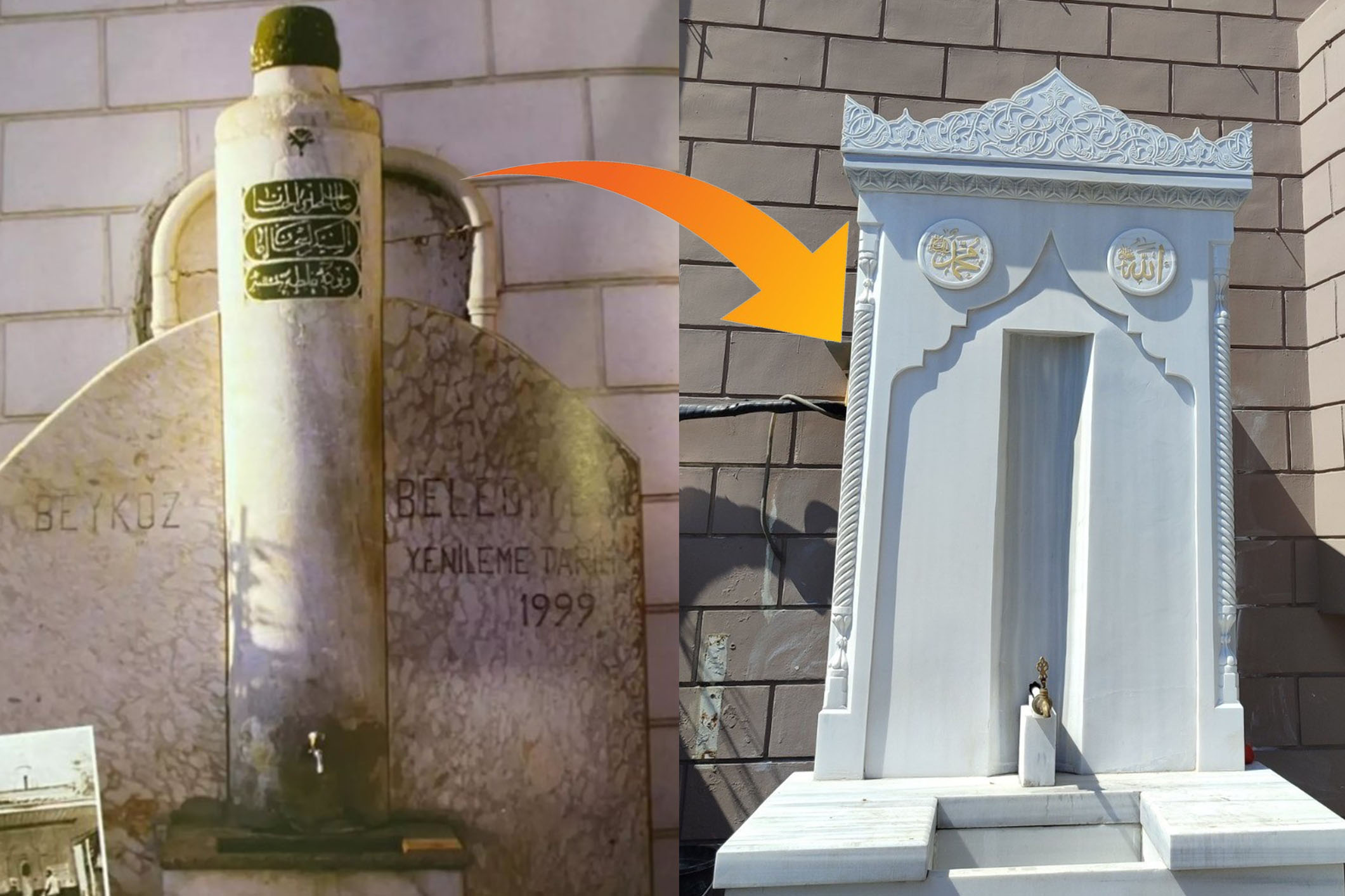 Muhtar tarihi eser için karar verdi. 285 yıllık çeşme eskidi diye yıkıldı
