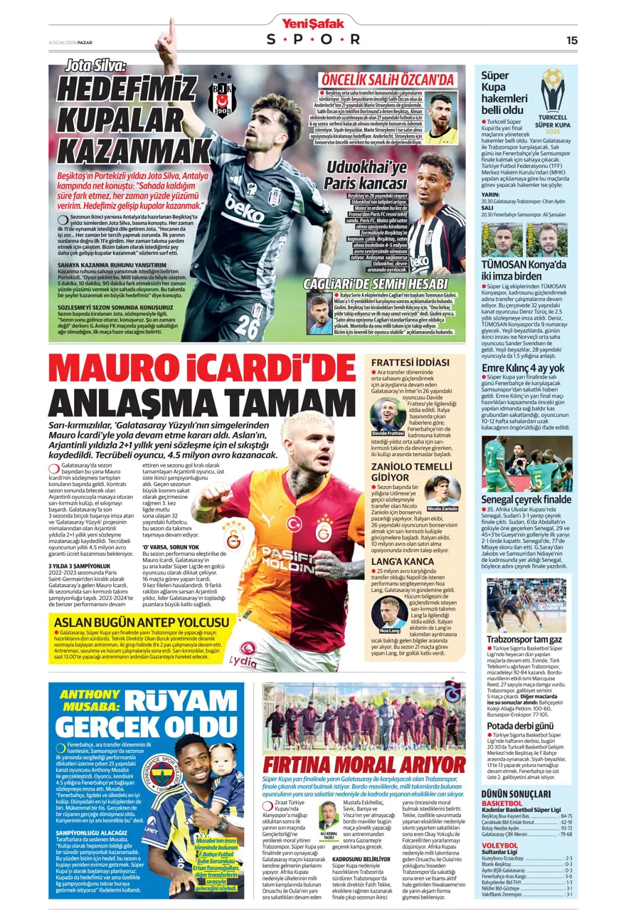 Fenerbahçe'de Guendouzi sürprizi (4 Ocak 2026 spor manşetleri) 14 Fenerbahçe'de Guendouzi sürprizi (4 Ocak 2026 spor manşetleri) 14