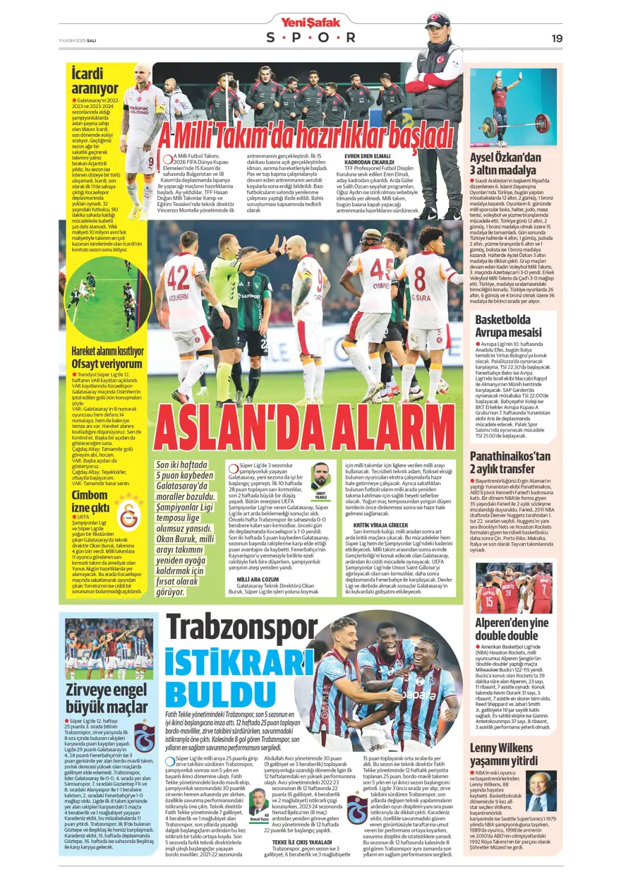 "Osimhen'e niyet, Singo'ya kısmet" (11 Kasım 2025 spor manşetleri) 27