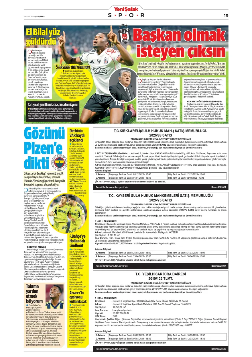 "Devler Ligi'nde Aslan gecesi" (5 Kasım 2025 spor manşetleri) 30 "Devler Ligi'nde Aslan gecesi" (5 Kasım 2025 spor manşetleri) 30