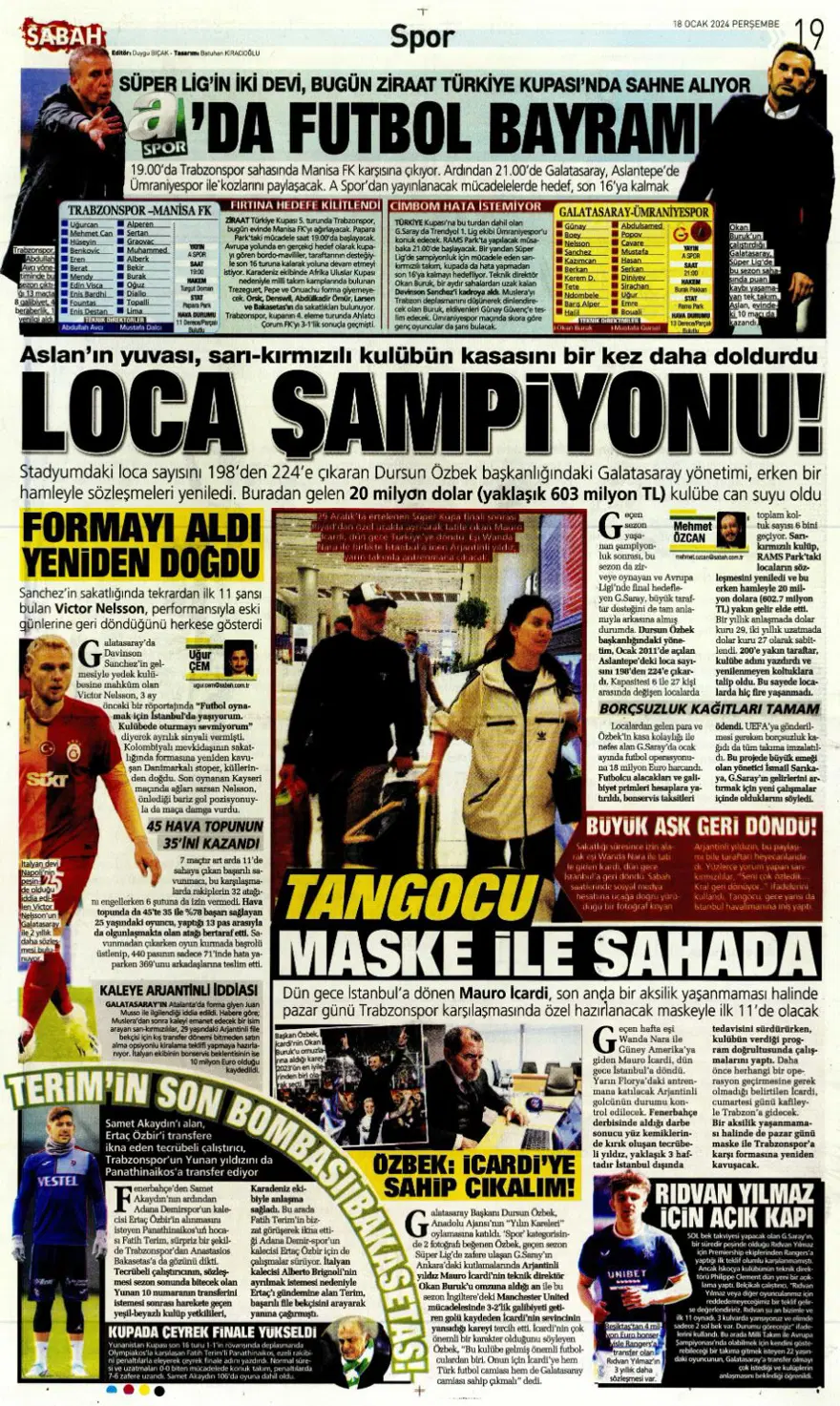 "Aslan'dan Mangala harekatı" (18 Ocak 2024 spor manşetleri) 8 "Aslan'dan Mangala harekatı" (18 Ocak 2024 spor manşetleri) 8