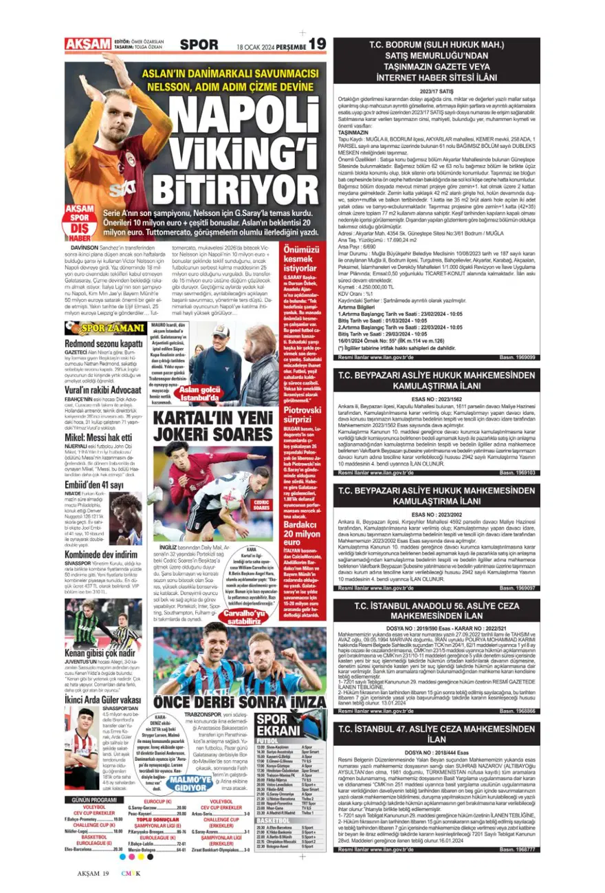 "Aslan'dan Mangala harekatı" (18 Ocak 2024 spor manşetleri) 2 "Aslan'dan Mangala harekatı" (18 Ocak 2024 spor manşetleri) 2