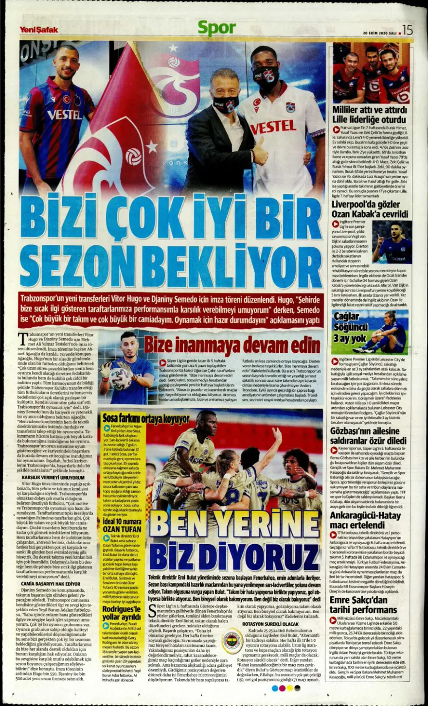 Günün spor manşetleri (20 Ekim 2020) 19