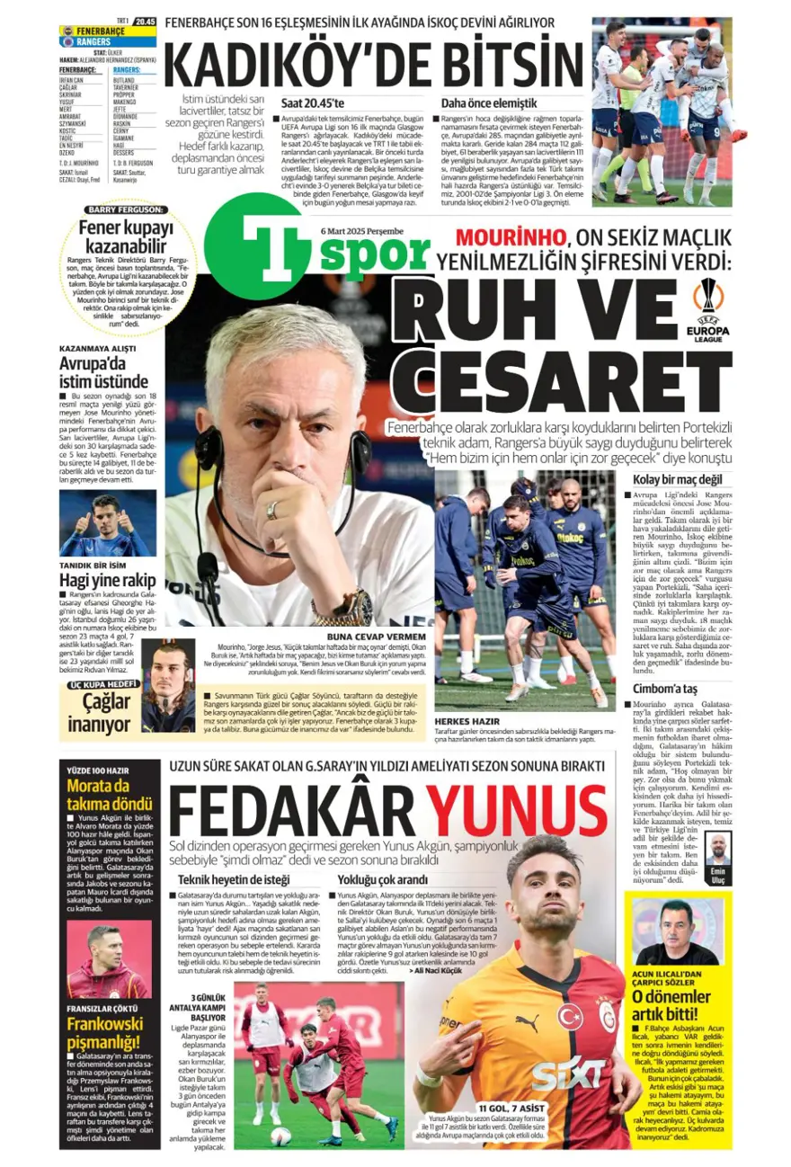 "Kadıköy'de bu işi bitirelim" (6 Mart 2025 spor manşetleri) 30