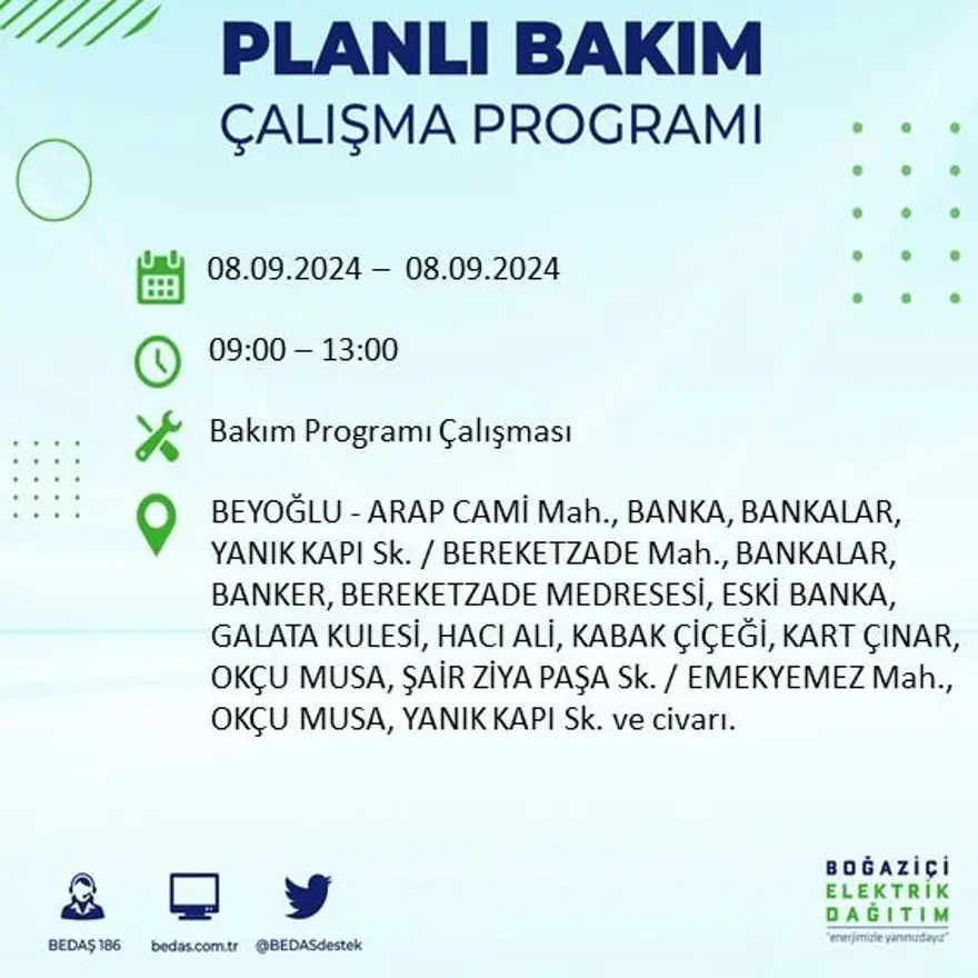 Bu ilçelerde oturanlar dikkat! 8 saat elektrik kesintisi yaşanacak: Elektrikler ne zaman gelecek? (8 Eylül BEDAŞ kesinti programı) 14