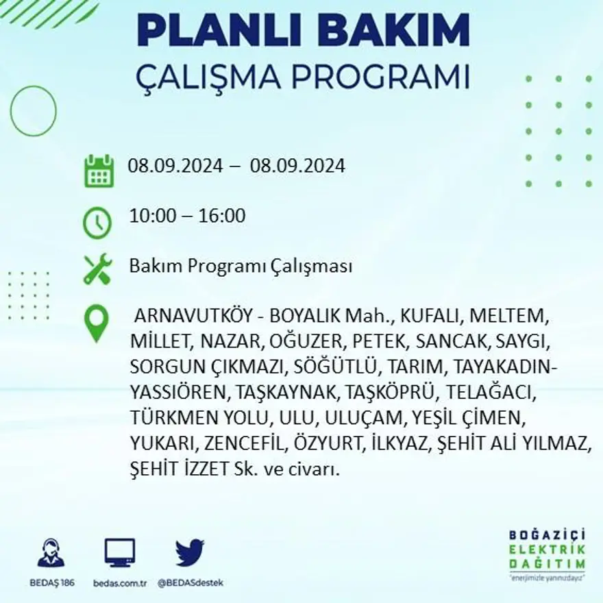 Bu ilçelerde oturanlar dikkat! 8 saat elektrik kesintisi yaşanacak: Elektrikler ne zaman gelecek? (8 Eylül BEDAŞ kesinti programı) 1