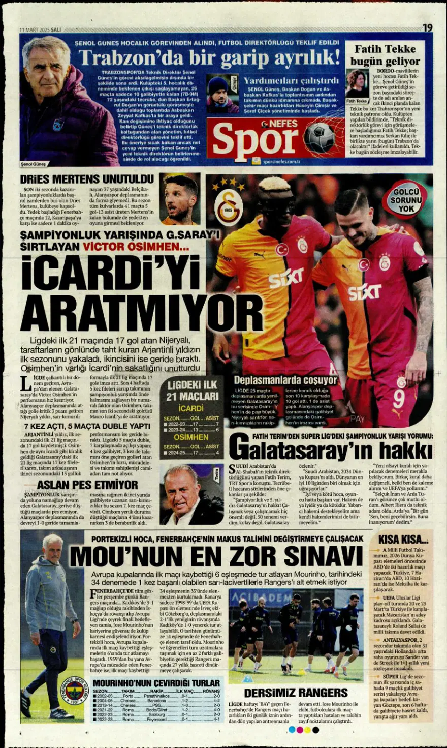 "Fener gözü kararttı" (11 Mart 2025 spor manşetleri) 26 "Fener gözü kararttı" (11 Mart 2025 spor manşetleri) 26