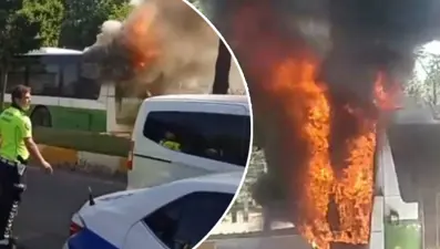 Belediye otobüsünde yangın paniği | Dumanları fark edip, yolcuları indirdi