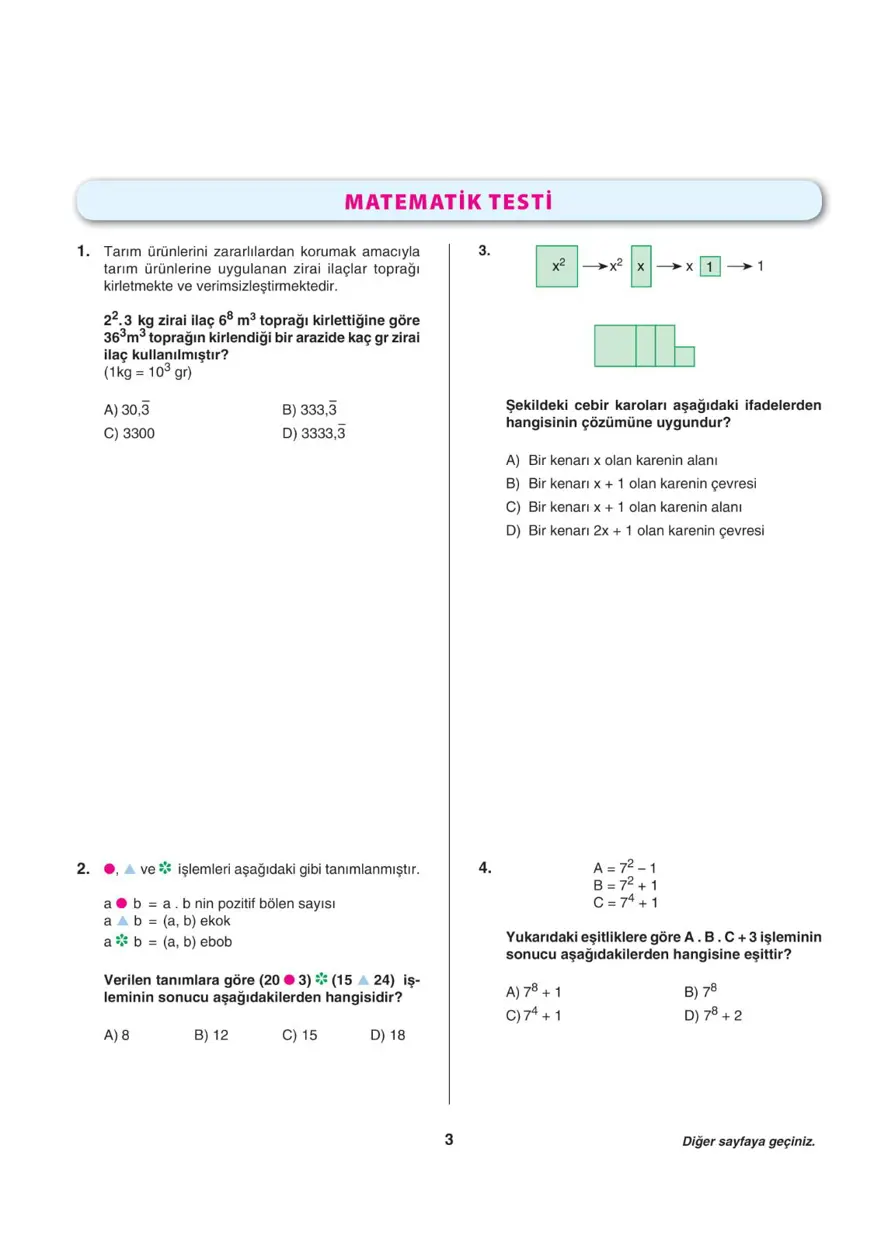 Uğur Okulları LGS-2 sayısal deneme sınavı 2