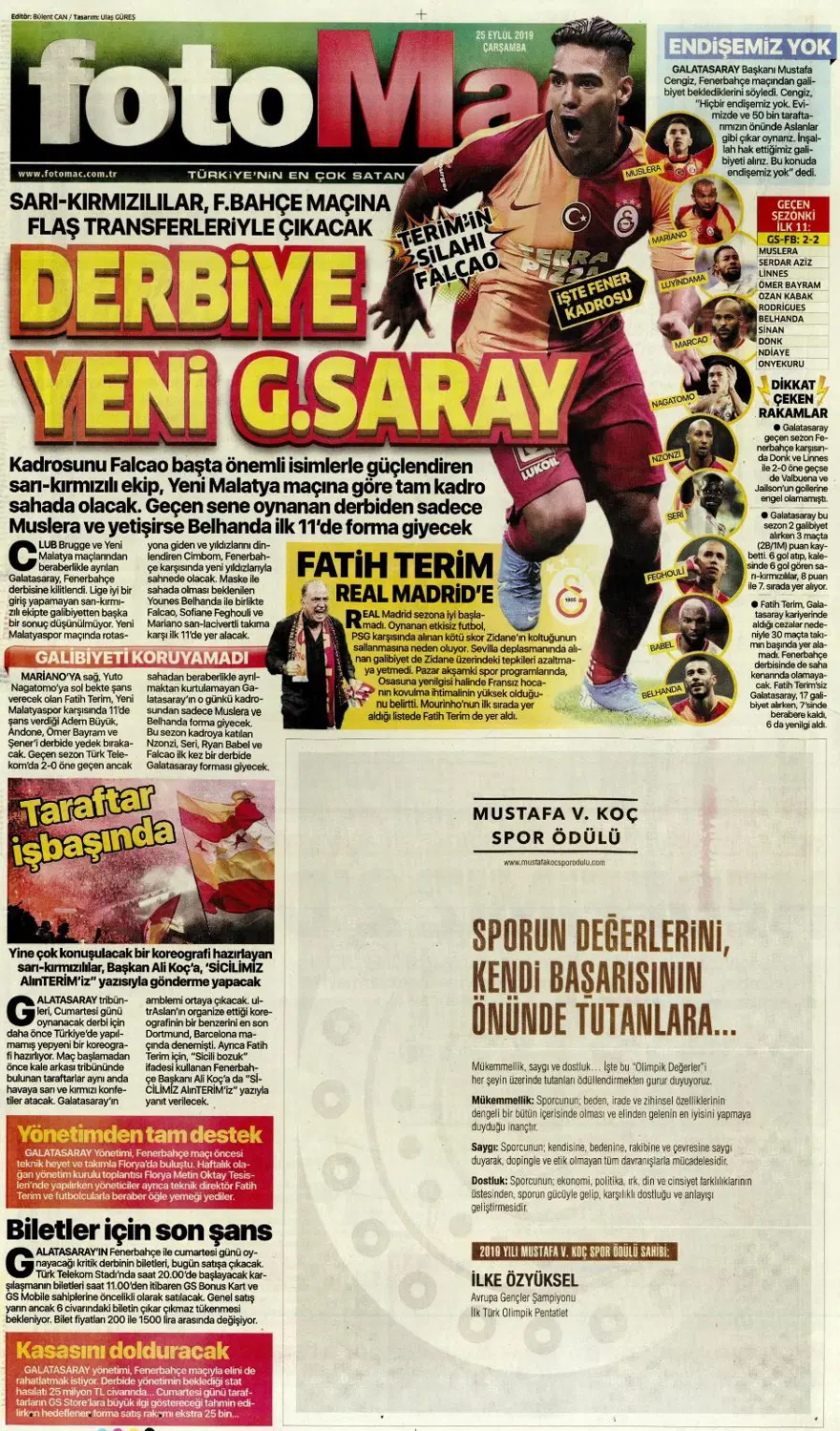 Günün spor manşetleri (25 Eylül 2019) 7