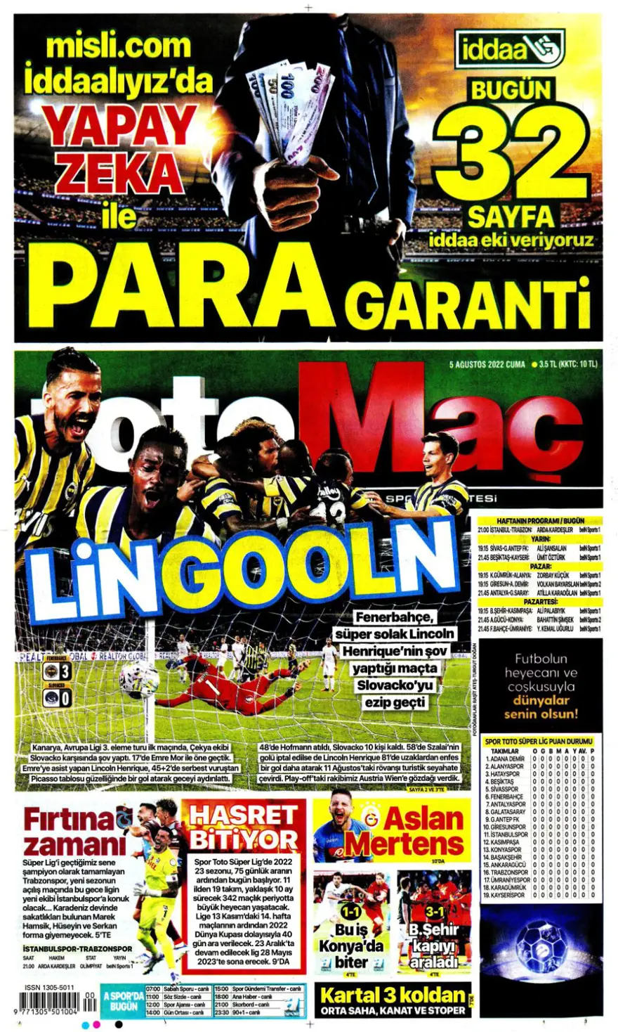 Günün spor manşetleri (5 Ağustos 2022) 4