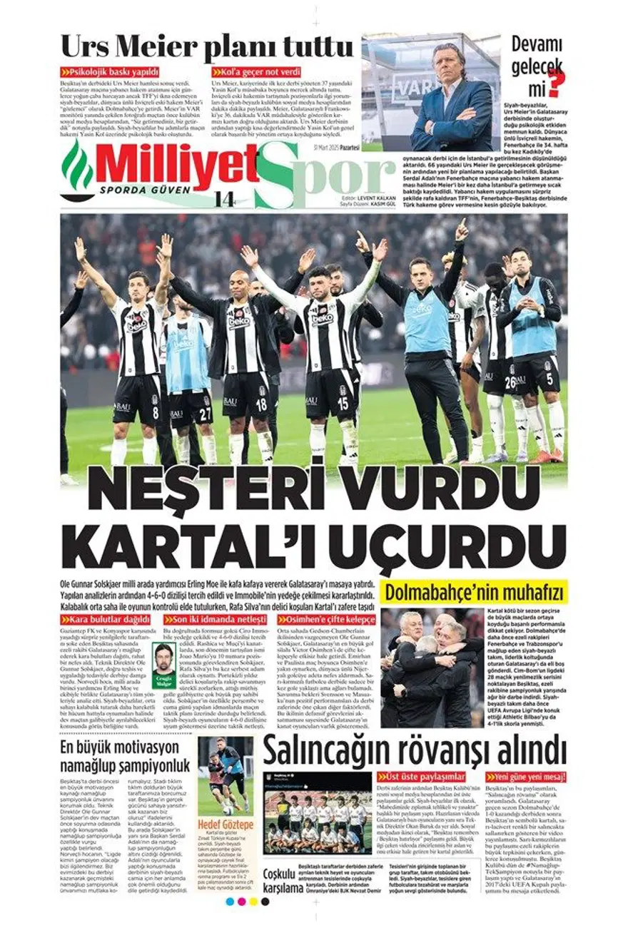 "Aslan'da büyük yemin" (31 Mart 2025 spor manşetleri) 11