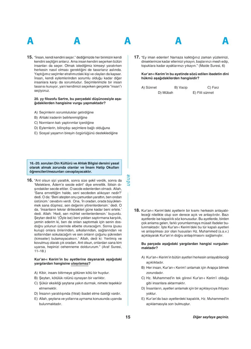 YKS - TYT deneme sınavı 14