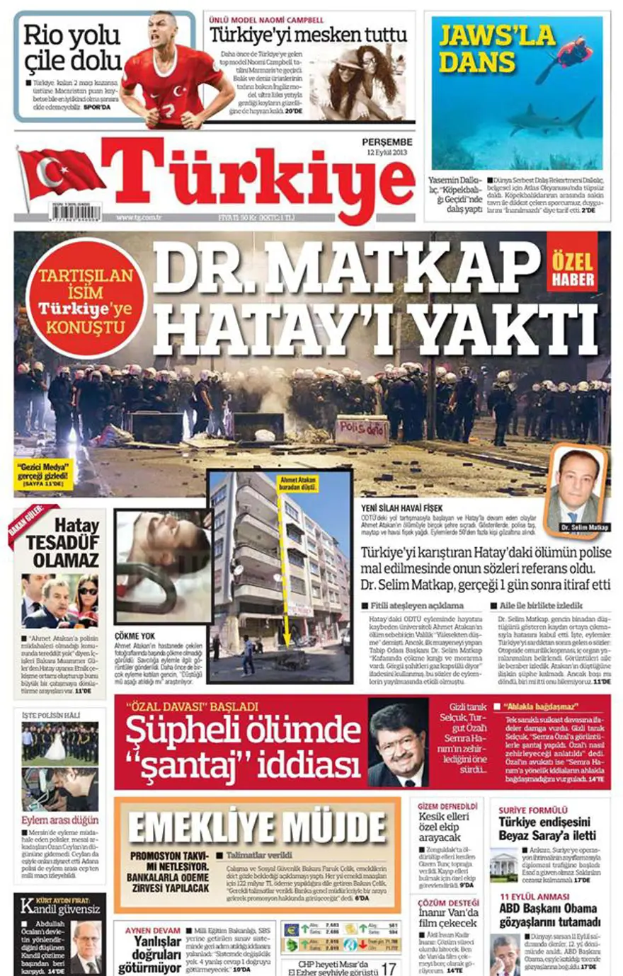 12 Eylül 2013 gazete manşetleri 14