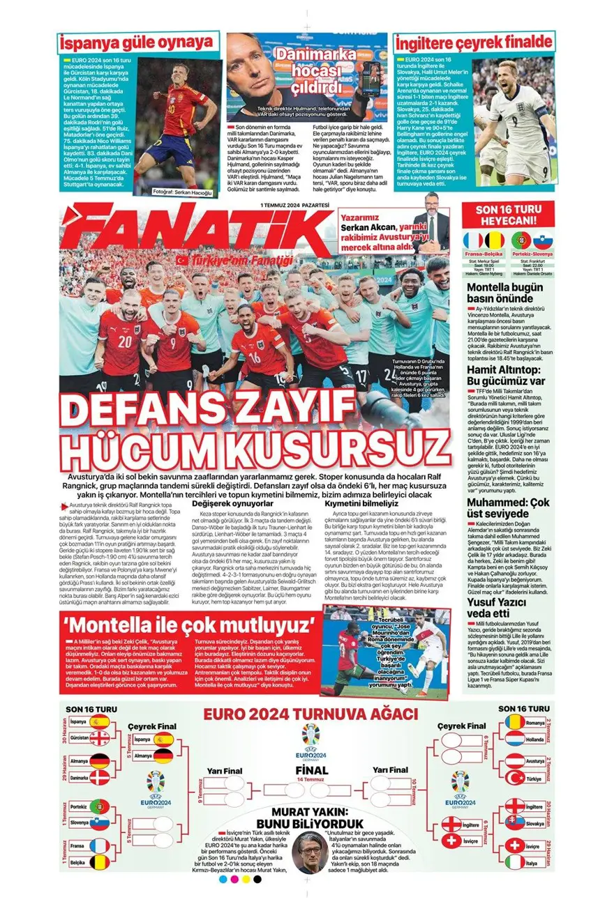 "Türkiye intikam için hevesli" (1 Temmuz 2024 spor manşetleri) 23