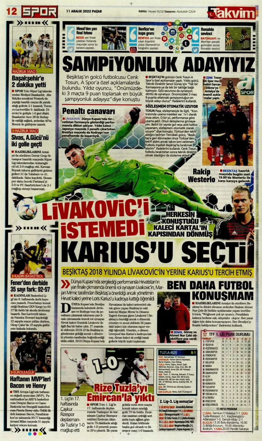 Günün spor manşetleri (11 Aralık 2022) 7