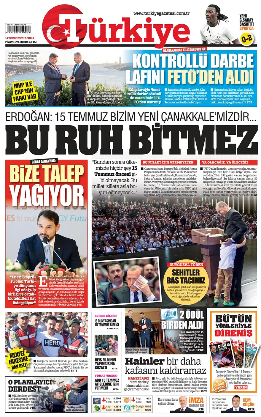 Günün gazete manşetleri - 14 Temmuz 2017 5