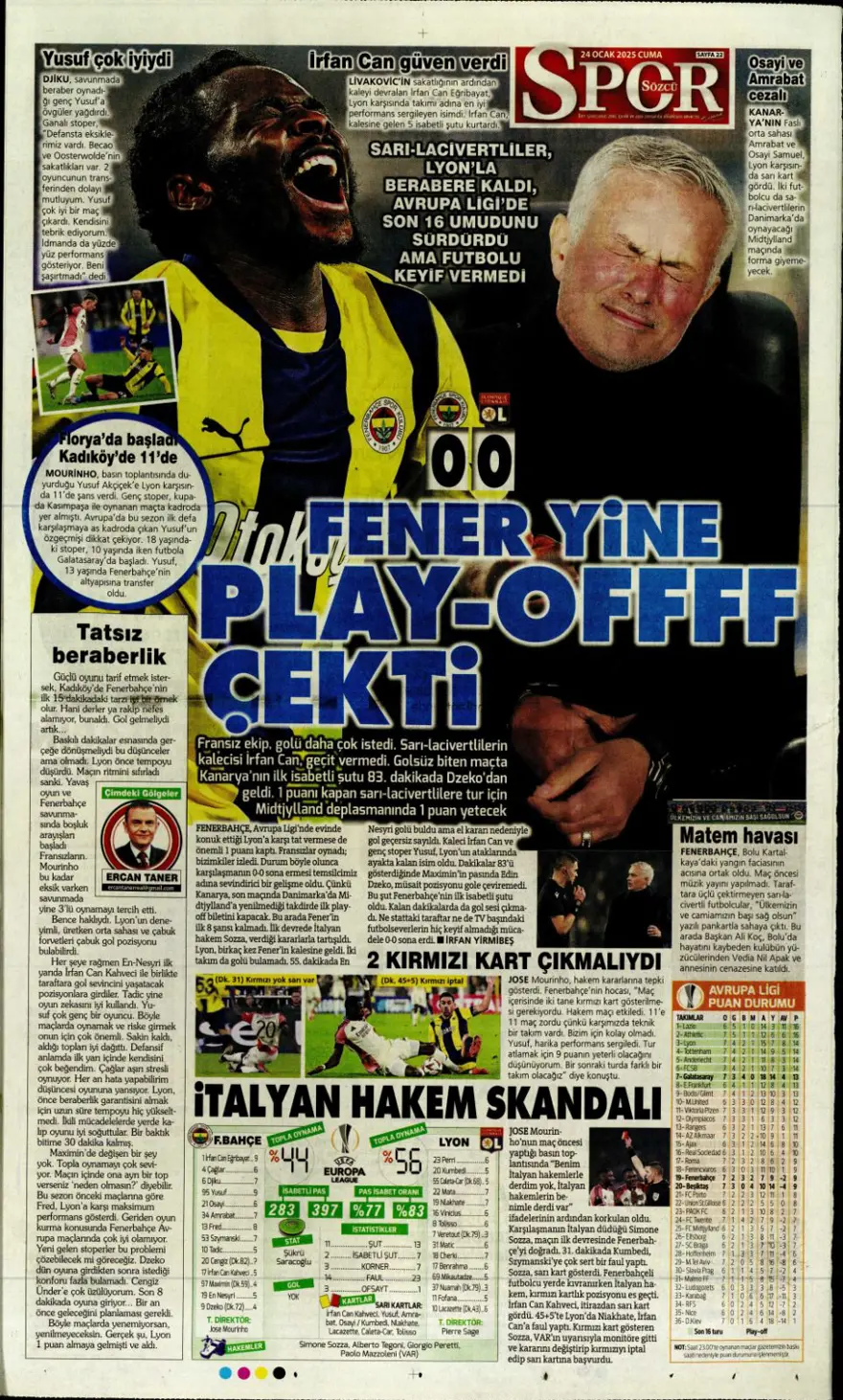 "Pavlovic sürprizi" (24 Ocak 2025 spor manşetleri) 27