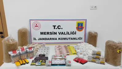Mersin'de kaçak tütün ve sigara sarma makinesi ele geçirildi