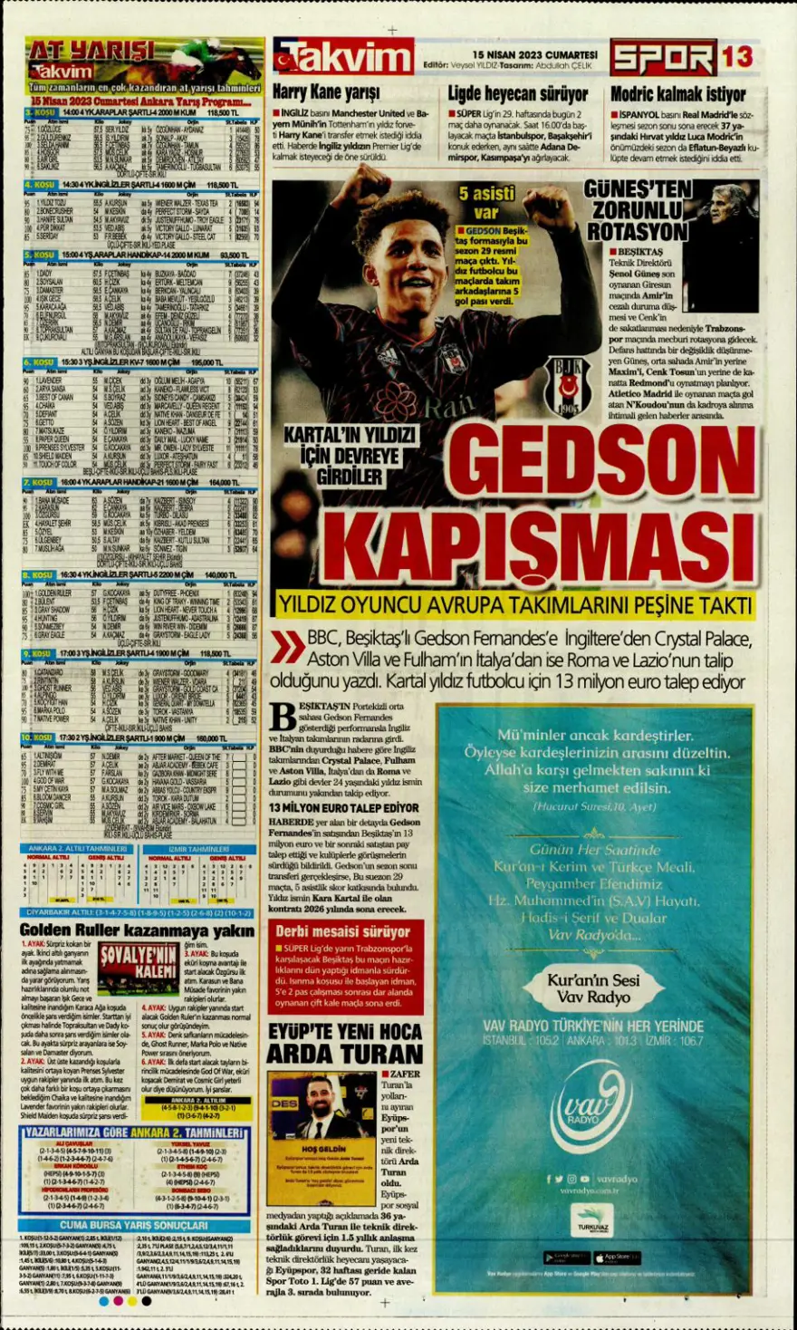 Günün spor manşetleri (15 Nisan 2023) 18