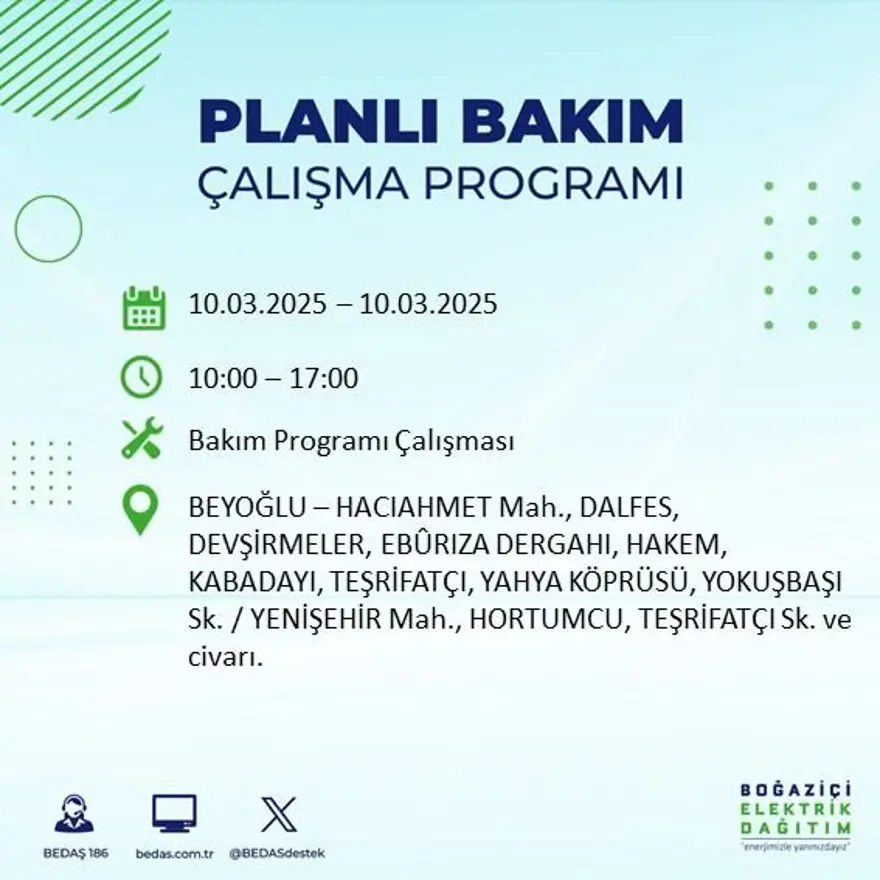 İstanbul'un 22 ilçesinde yarın elektrik kesintisi yaşanacak: Elektrikler ne zaman gelecek? (10 Mart BEDAŞ planlı kesinti programı) 21