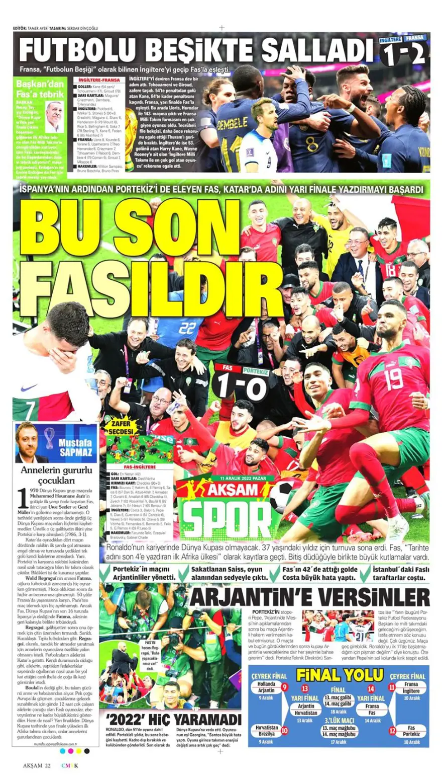 Günün spor manşetleri (11 Aralık 2022) 1