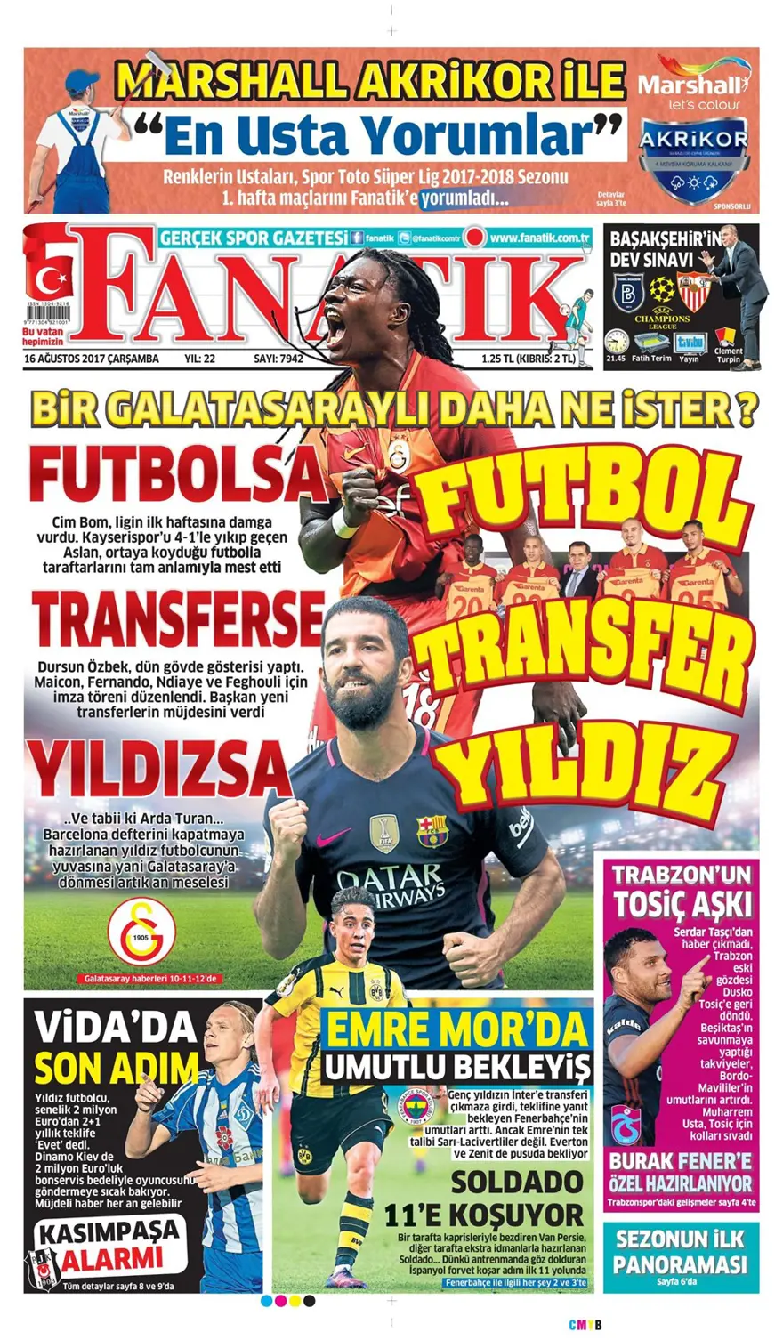 Günün spor gazeteleri (Transfer haberleri - 16 Ağustos 2017) 13