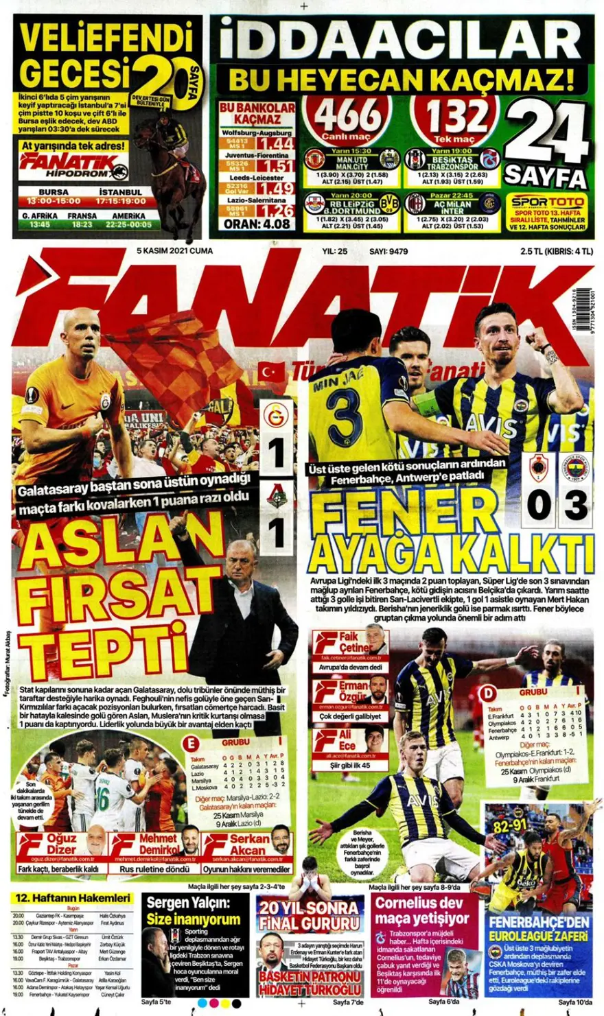 Günün spor manşetleri (5 Kasım 2021) 18