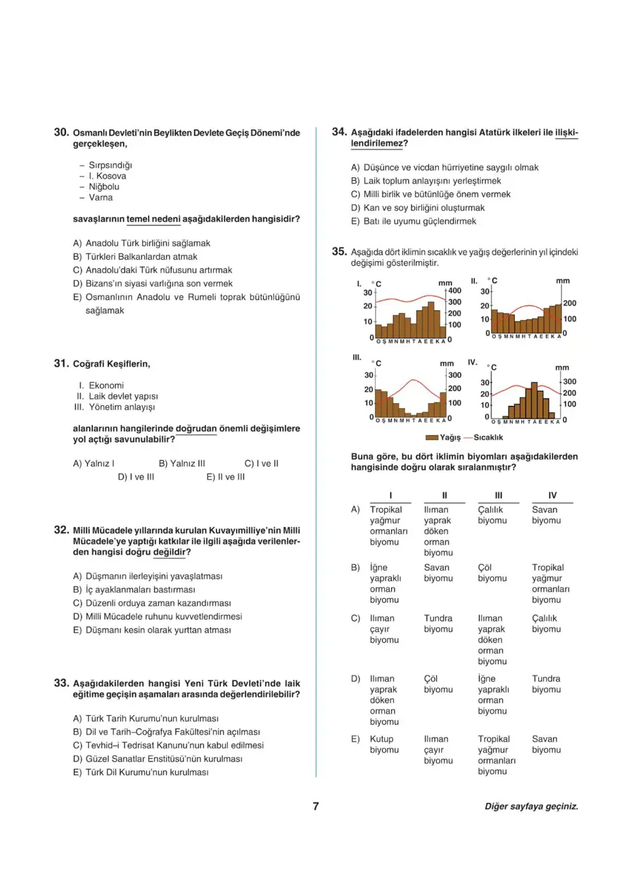 Uğur Okulları AYT -2 deneme sınavı 6