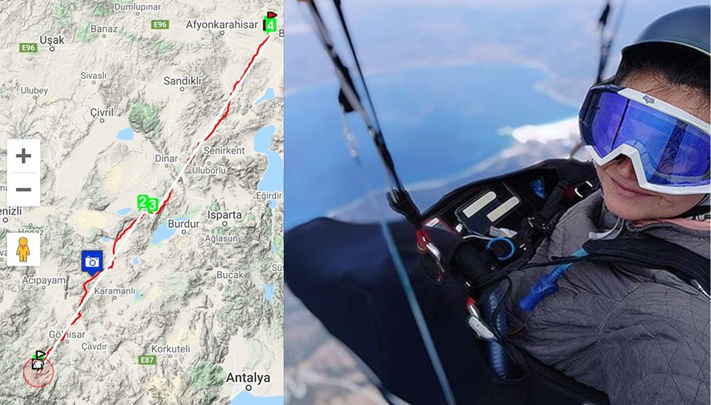 Yamaç paraşütü sporcusu Gülşah Hoş'tan rekor uçuş