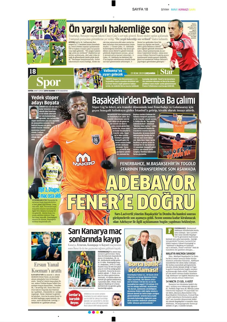 Günün spor manşetleri (23 Ocak 2019) 12