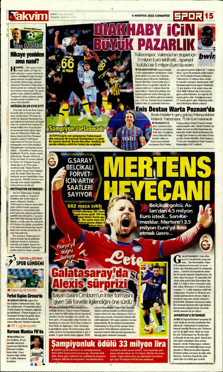Günün spor manşetleri (6 Ağustos 2022) 15