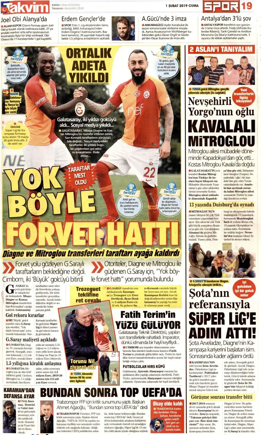 Günün spor manşetleri (1 Şubat 2019) 13