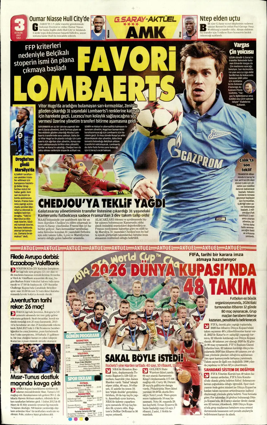 Günün spor manşetleri (10 Ocak 2017) 4