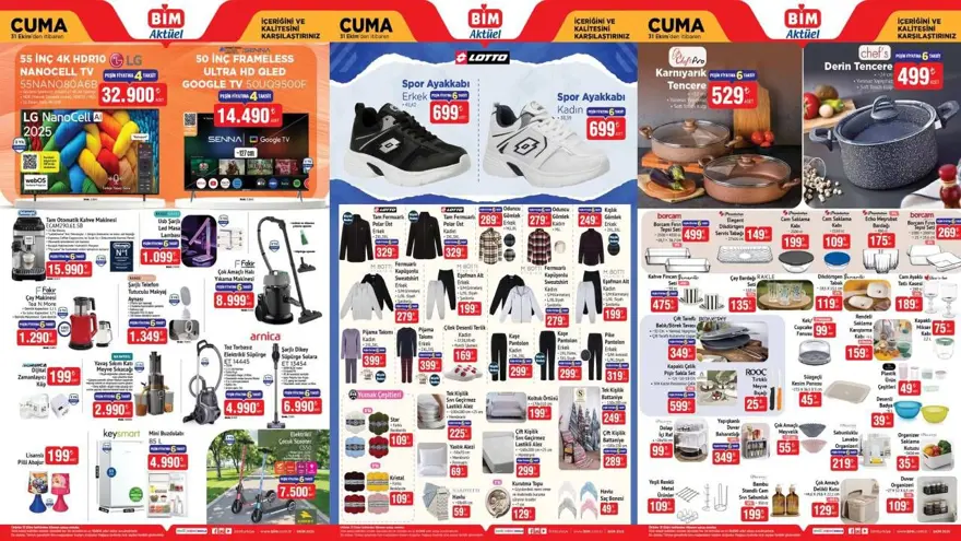 Satışa çıktı: BİM 31 Ekim cuma aktüel ürünler kataloğu 2025: Televizyon, tencere, mini buzdolabı ve scooter geliyor 