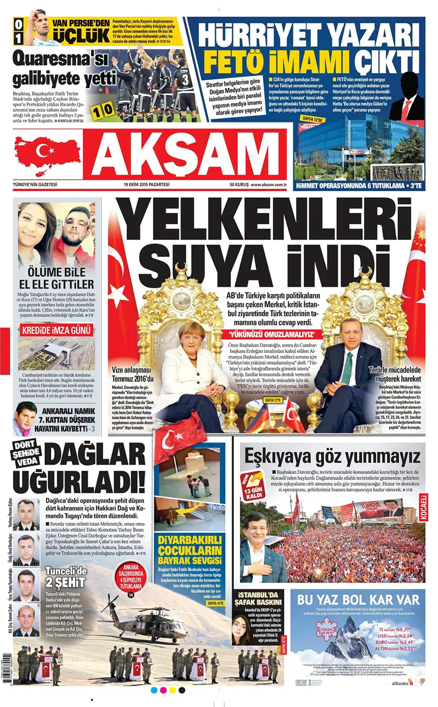 Günün gazete manşetleri - 19 Ekim 2015 5